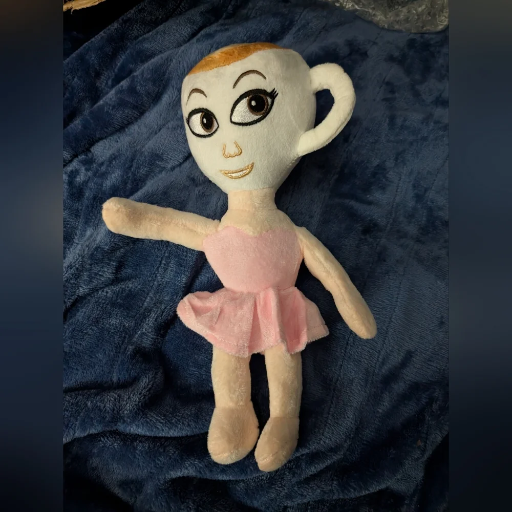 Brainrot Ballerina capacinno  Pink and Cream Plush Doll